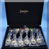 S16. Set of 6 enameled silverplate spoons. New in box. 